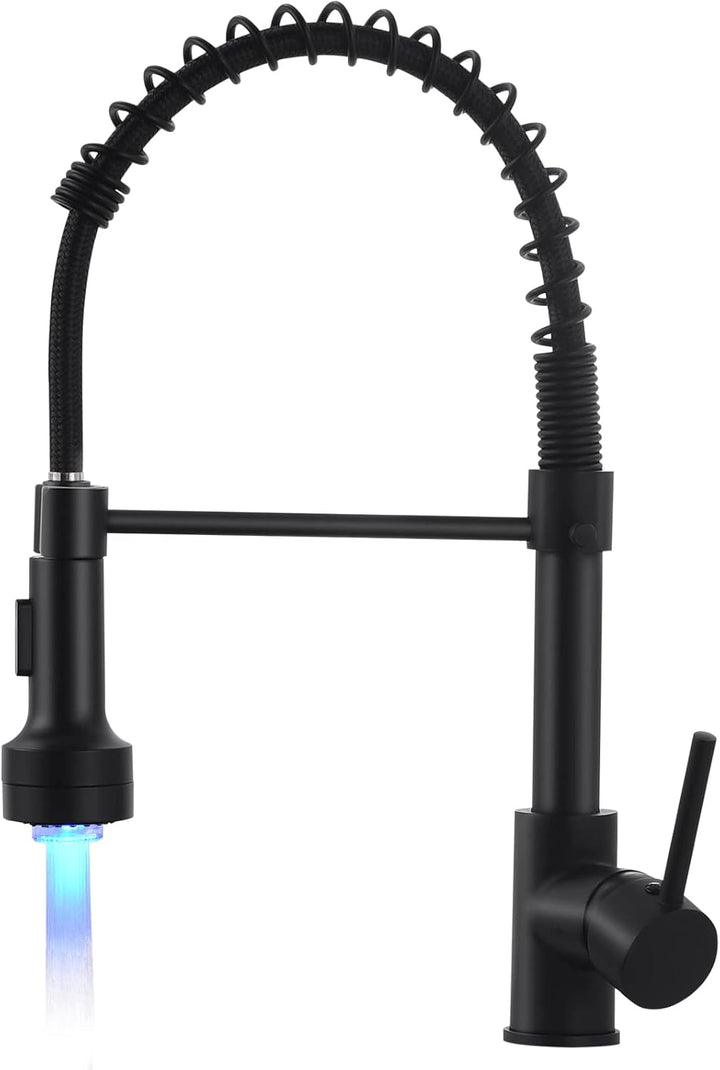 AIMADI Wasserhahn Küche Armatur Schwarz LED Küchenarmatur mit Brause 360° schwenkbar Mischbatterie S