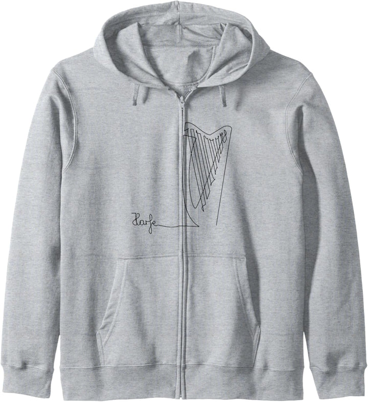 Harfe One-Line Musiker Design Sinfonie-Orchester Kapuzenjacke