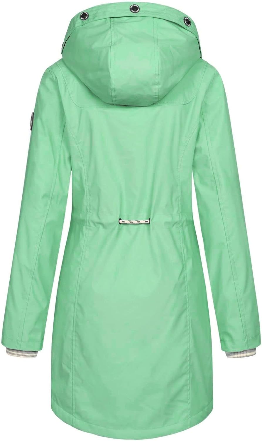 NEW VIEW Damen Regenjacke wasserabweisender Parka Annika Long mit Kapuze S Mint (Dusty Jade Green),