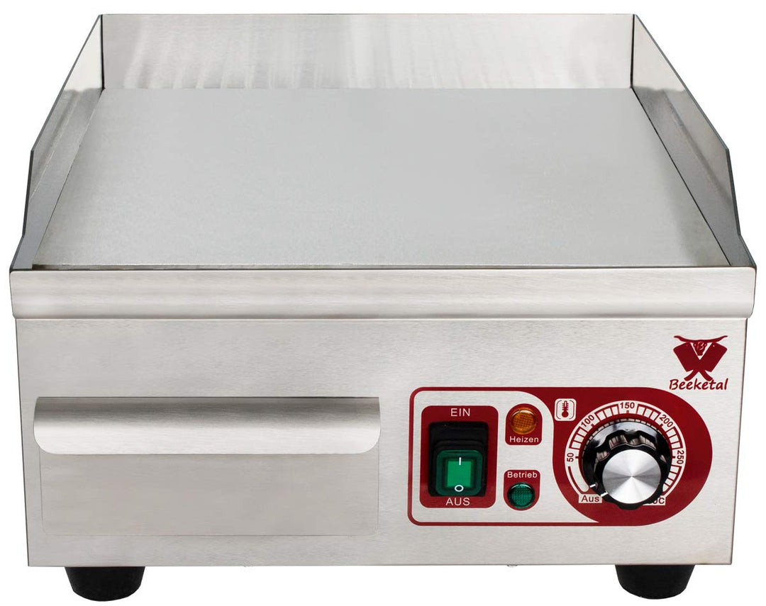 Beeketal 'BHGP-1' Profi Gastro Gusseisen Grillplatte elektrisch mit ca. 385 x 355 mm Grillfläche (gl