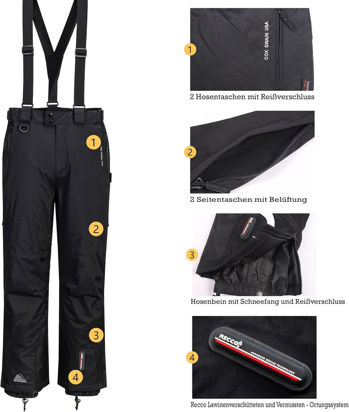 Cox Swain Herren Ski-/Snowboardhose Zermatt 2 - mit RECCO Lawinenreflektor - 15.000mm Wassersäule! X