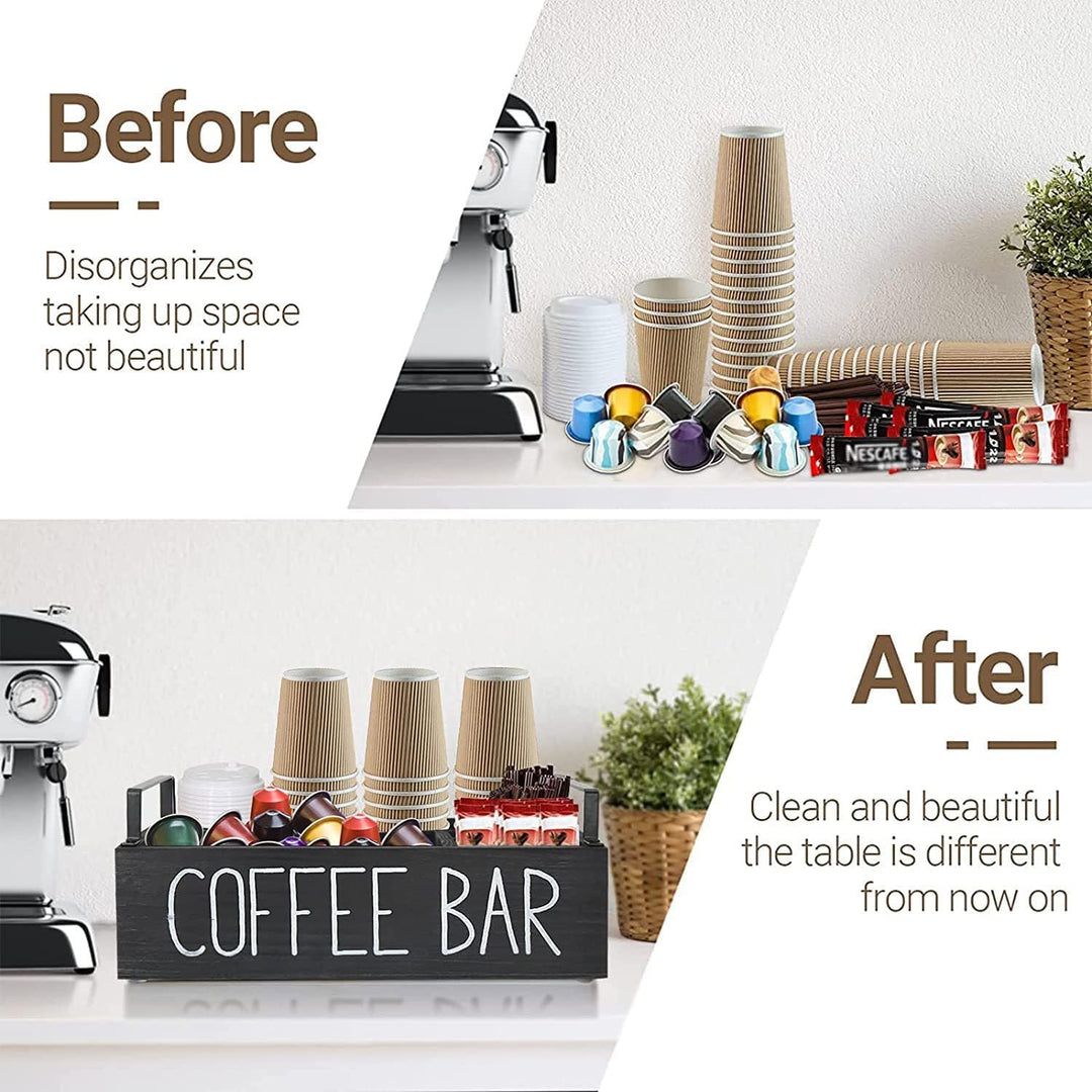 Kaffee-Station Veranstalter, Holz Kaffee-Bar Veranstalter mit Griff K Cup Veranstalter Kaffee-Pods-H