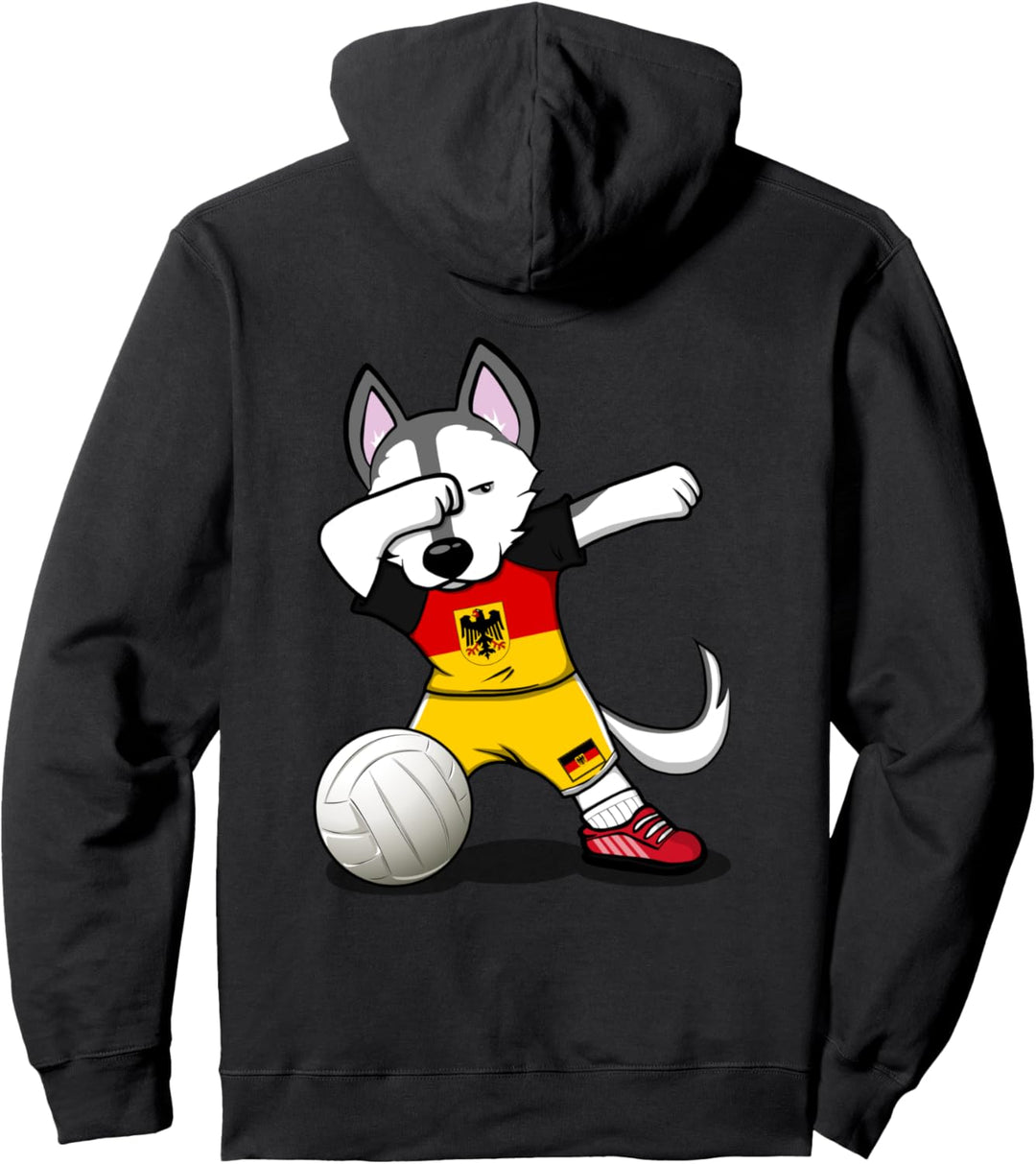 Dabbing Husky Hund Deutschland Volleyball - Deutsche Flagge Pullover Hoodie