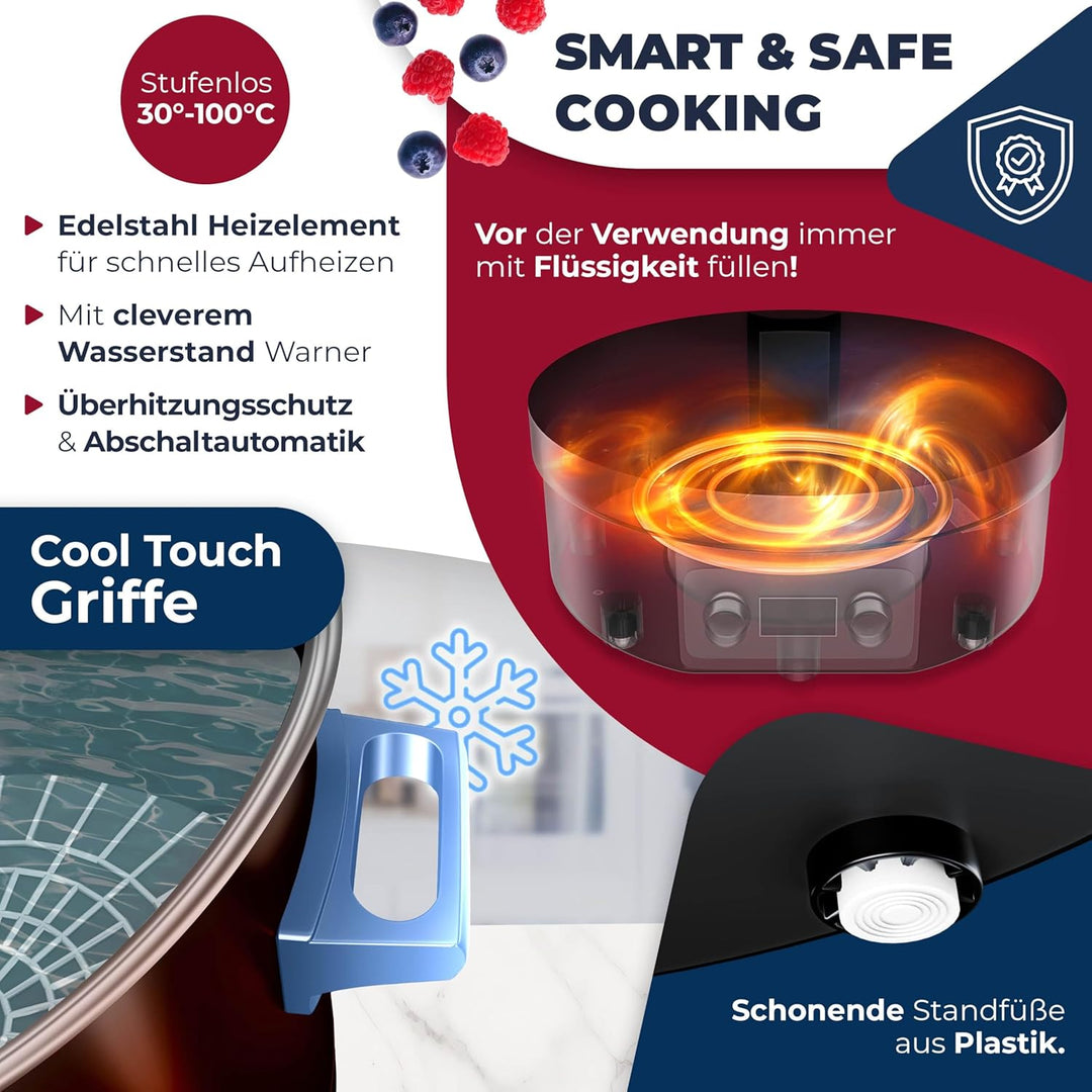 KESSER Einkochautomat 27 Liter Glühweinkocher Glühweinkessel mit Timer 2000 Watt Temperatur von 30-1