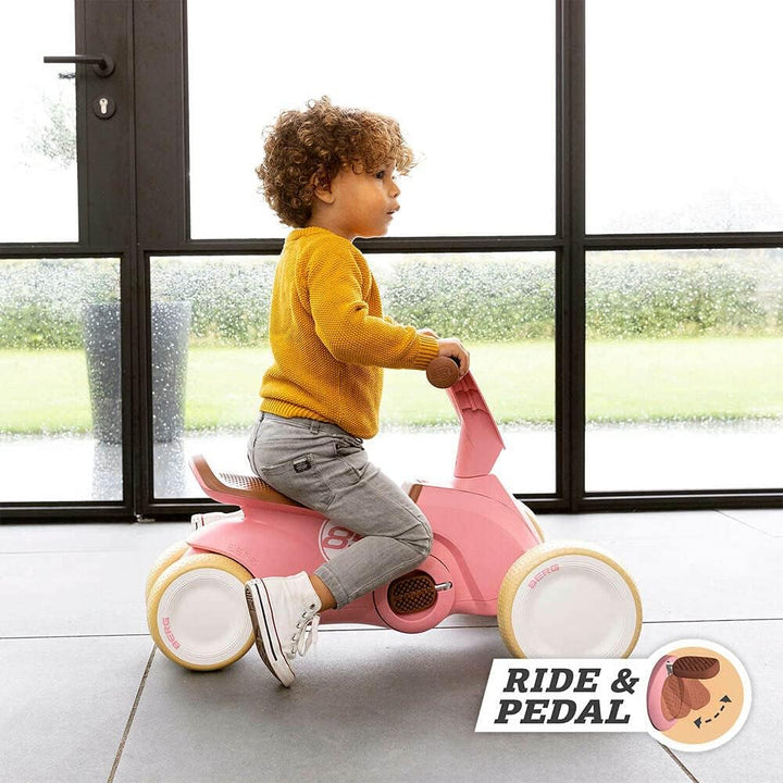 Berg GO² 2in1 Rutschauto Retro Rosa | Rutscher und Laufrad, Kinderrutscher, Kinderauto mit Ausklappb