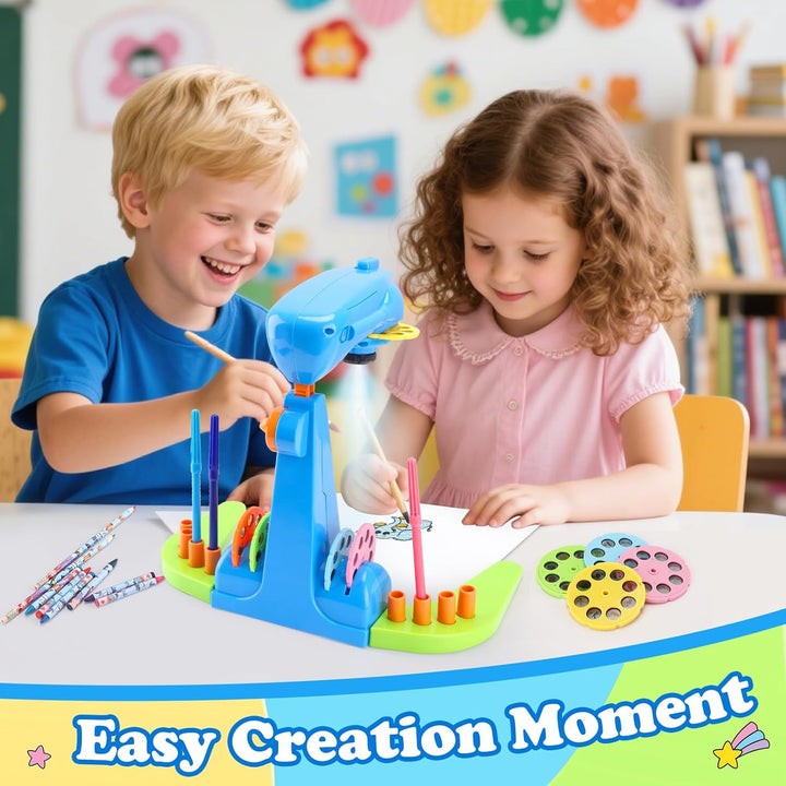Zeichen-Projektor für Kinder, Kunst- und Bastelset, Spielzeug für Jungen ab 3 Jahren, einschliesslic
