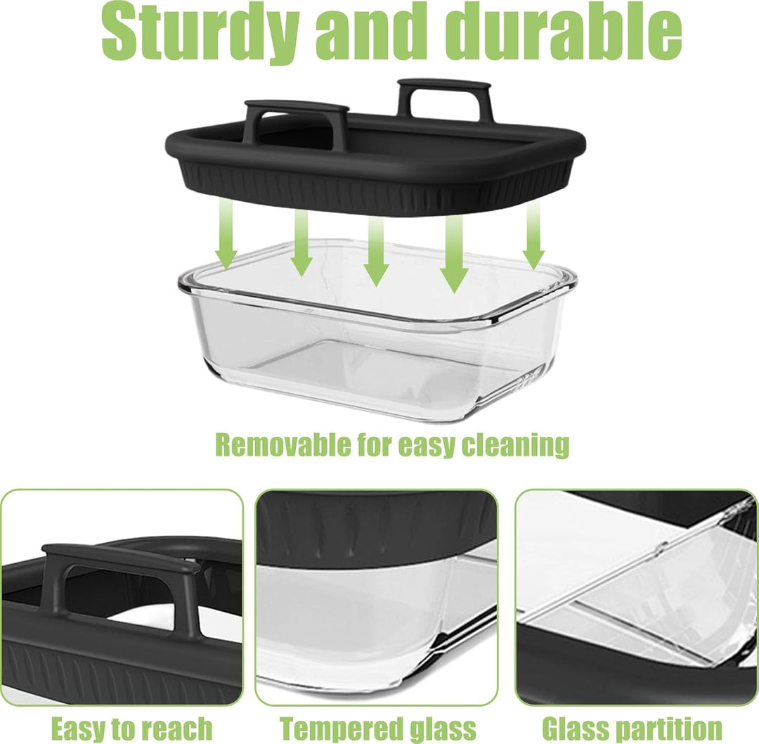 Glas Auflaufform Airfryer Set für Airfryer Glas,Auflaufform Airfryer mit Einzel- und Doppelkammer Gl