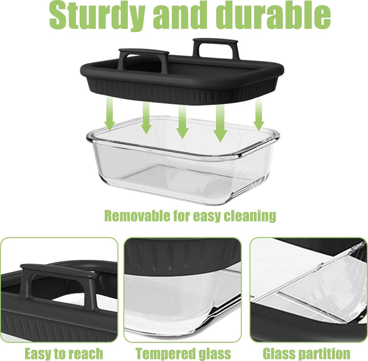 Glas Auflaufform Airfryer Set für Airfryer Glas,Auflaufform Airfryer mit Einzel- und Doppelkammer Gl