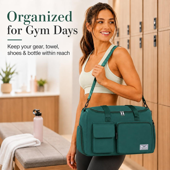 FIORETTO 35L Damen Sporttasche, Faltbare Reisetasche mit Schuhfach & Nassfach, Wasserabweisende Week