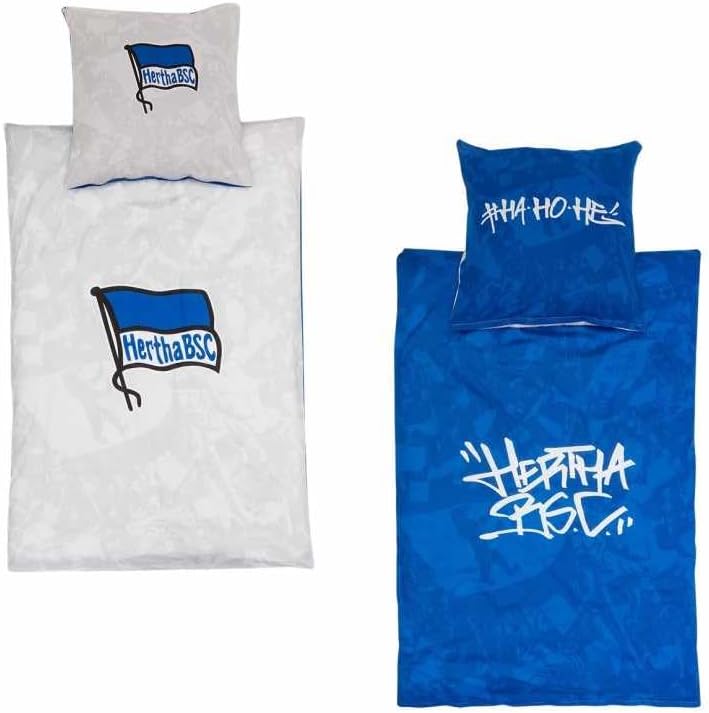 Hertha BSC Berlin Bettwäsche Set ** Fahnenmeer ** in 135 x 200 cm und 80 x 80 cm, Wendebettwäsche, B