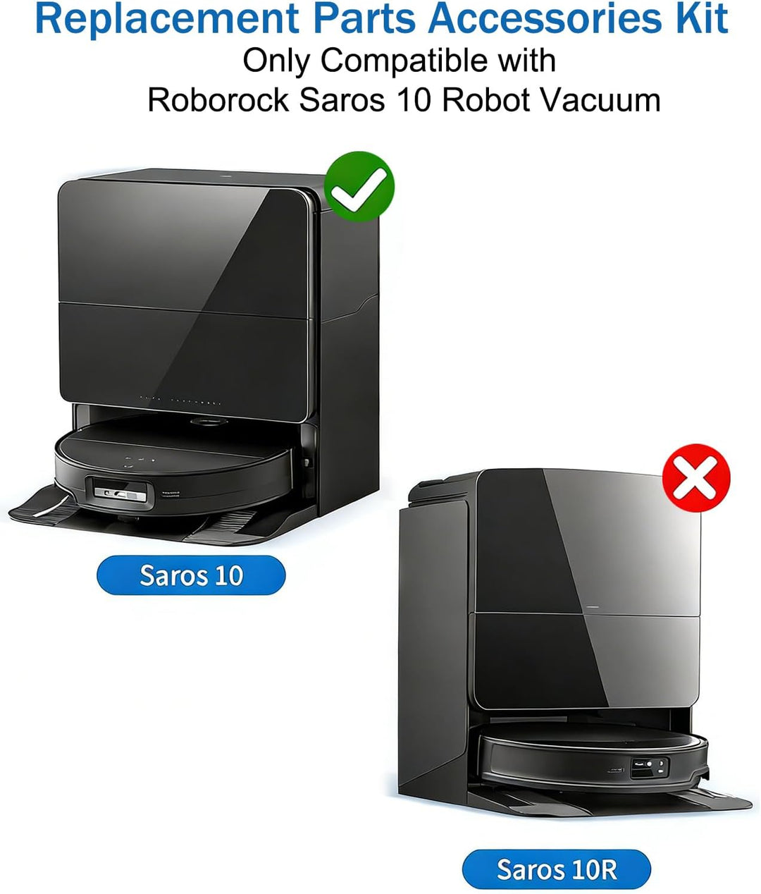 Zubehör für Roborock Saros 10 Saugroboter, 2 Hauptbürste 6 Staubbeutel 4 Wischtücher 4 Seitenwischer