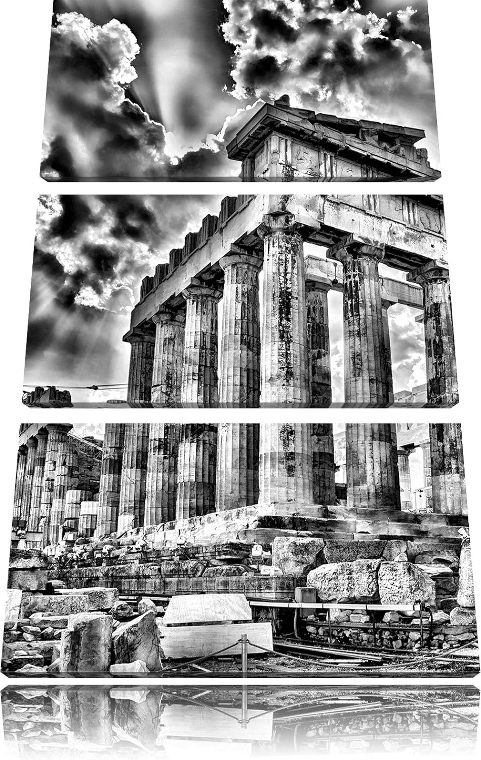 Pixxprint Antike Säulen Griechenland als Leinwandbild/Grösse: 3 Teilig (120x80 cm) cm/Wandbild/Kunst