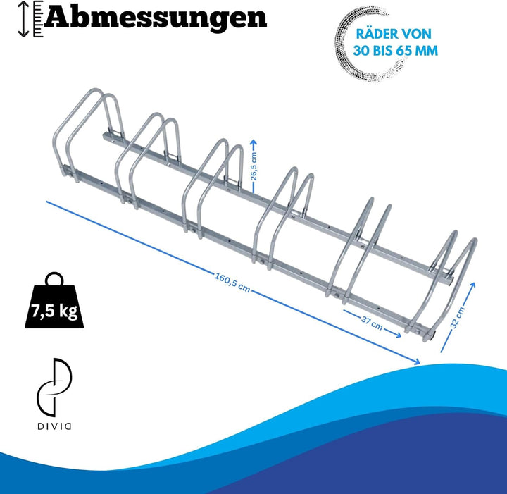 DIVID® Fahrradständer für Fahrräder, Mehrfachständer, 37cm Abstand zwischen den Rädern,Boden oder Wa