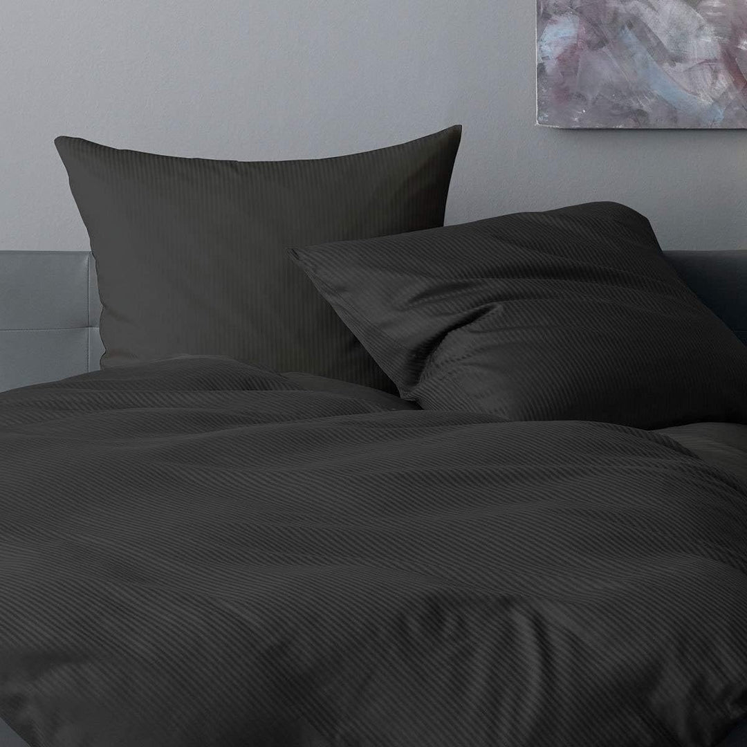 Lorena Mako-Satin Bettwäsche Venedig Anthrazit Kissenbezug einzeln 40x80 cm, Anthrazit Kissenbezug e