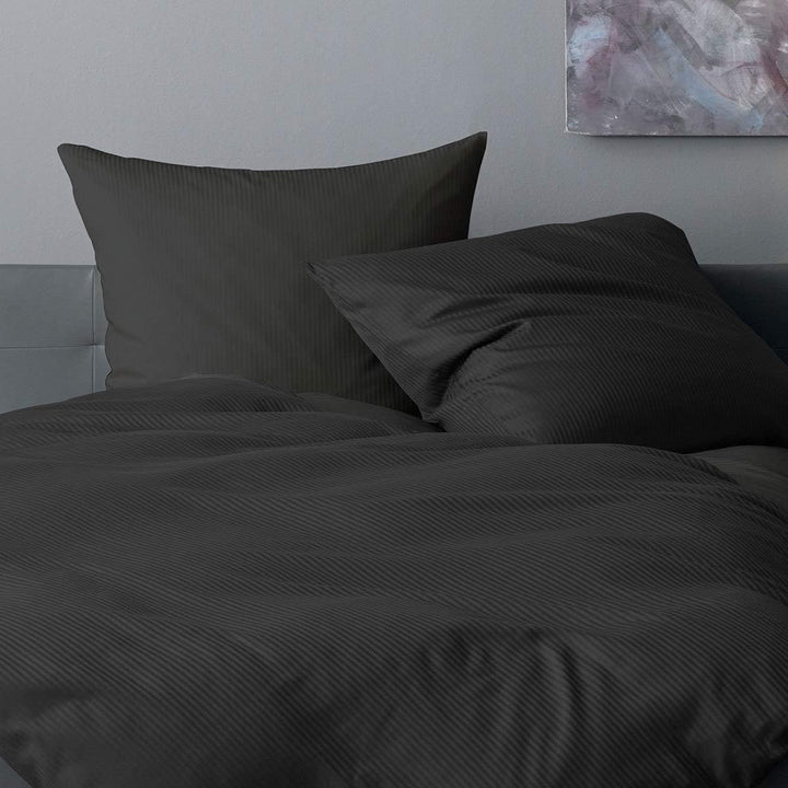 Lorena Mako-Satin Bettwäsche Venedig Anthrazit Kissenbezug einzeln 40x80 cm, Anthrazit Kissenbezug e