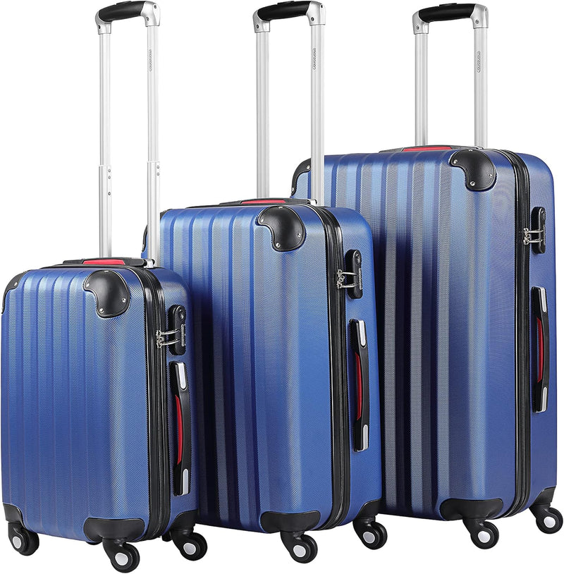 Monzana® Kofferset Baseline 3er Hartschalen-Koffer Trolley Reisekoffer Rollkoffer Handgepäck 4 Rolle