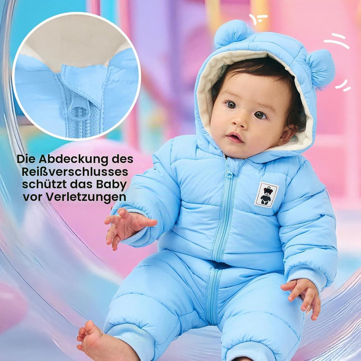 Baby Winter Overall mit Kapuze, Strampler Schneeanzug Jungen Mädchen Langarm Jumpsuit Warm Outfits G