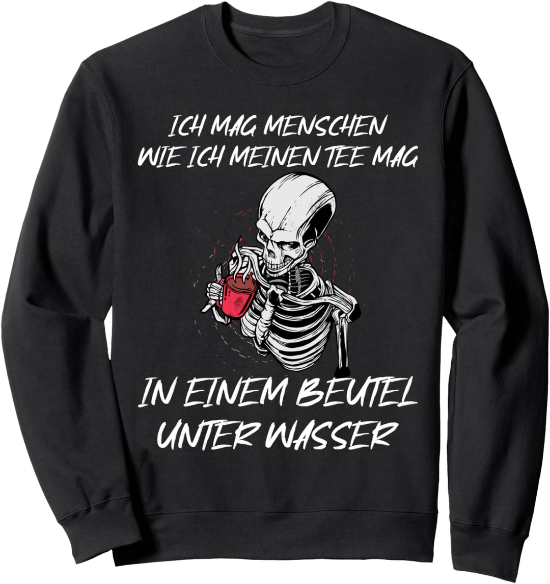 Ich Mag Menschen Tee Schwarzer Humor Sensenmann Skelett Sweatshirt