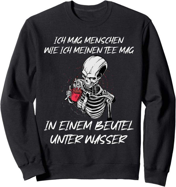 Ich Mag Menschen Tee Schwarzer Humor Sensenmann Skelett Sweatshirt