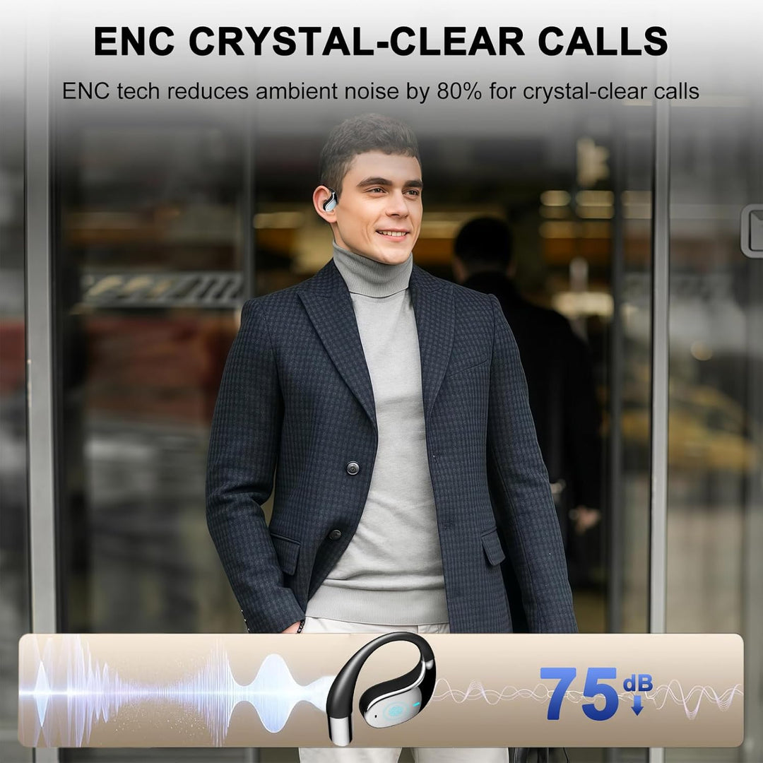 Open Ear Kopfhörer, Bluetooth 5.4 Kopfhörer Kabellos, IP55 wasserfeste Ohrhörer mit ENC Mikrofon, 30