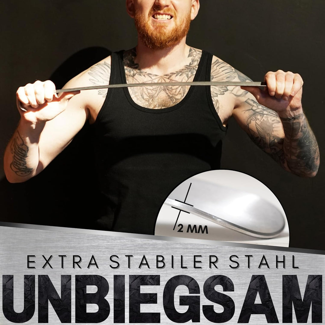 Robfox 70cm Schuhlöffel I extra stabiler Schuhanzieher aus gebürstetem Stahl I lange Schuhanziehhilf