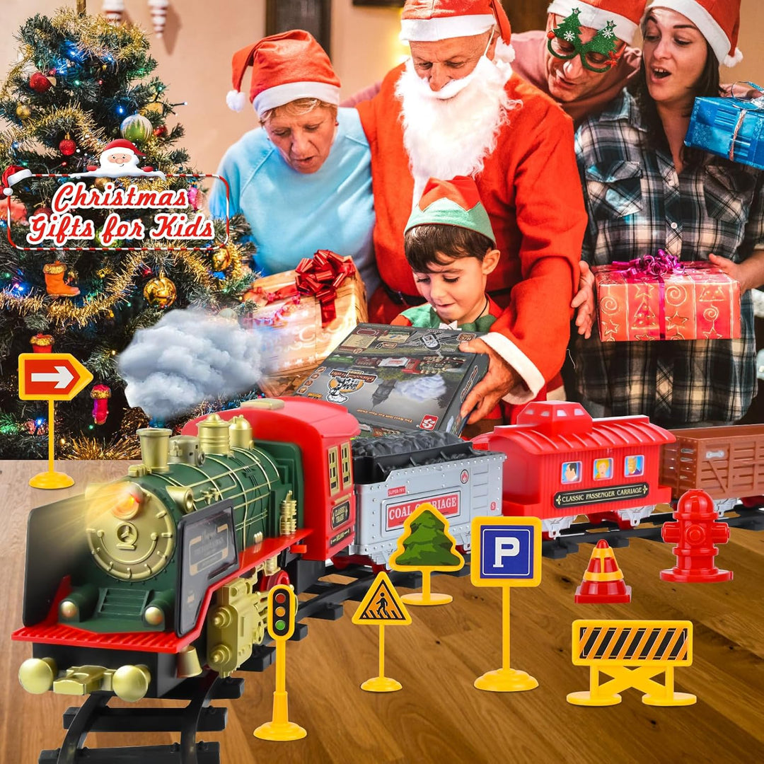 Ulikey Elektrischer Zug für Kinder, Fernbedienung Dampfzug Spielzeug mit Licht und Sound, Weihnachts