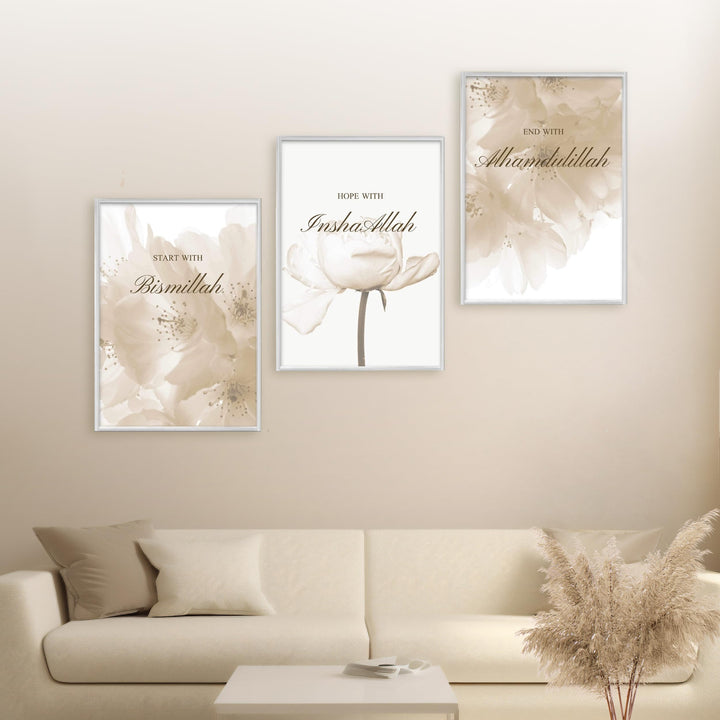 HAVA Artwork Beige Dream Poster Set, Islamische Poster, Islamische Bilder, Islamische Dekoration, Is