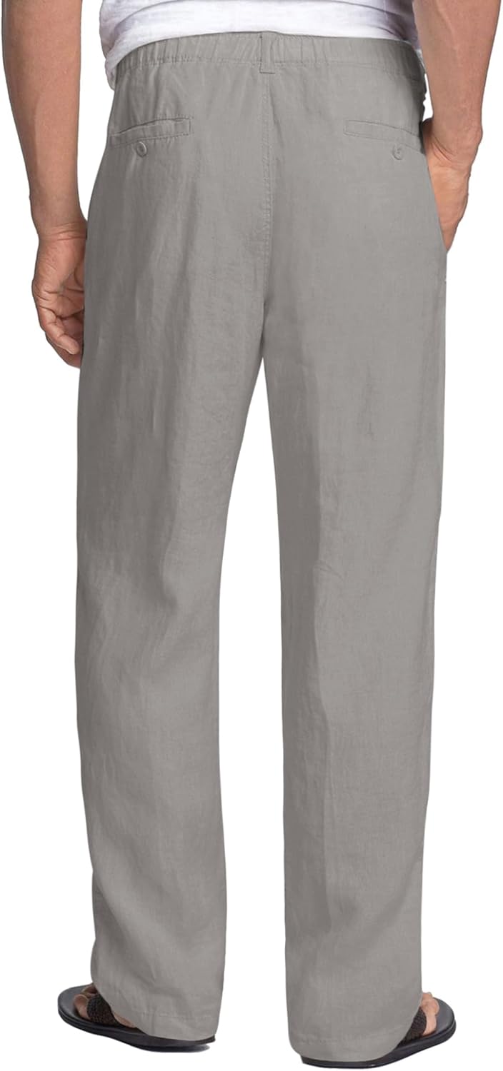 COOFANDY Herren Leinenhose mit Kordelzug Leicht Sommerhose Freizeithose Einfarbig Hose Lang für Männ