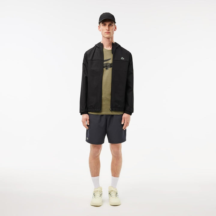 Lacoste Herren TH2042 T-Shirt Rundhals, Männer Logo Print Tee,Regular Fit L Khaki/Schwarz, L Khaki/S