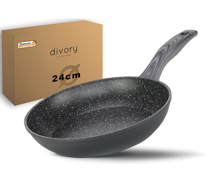 DIVORY Pfanne beschichtete bratpfanne mittel 24cm induktion beschichtet 24 cm Aluminium induktionspf