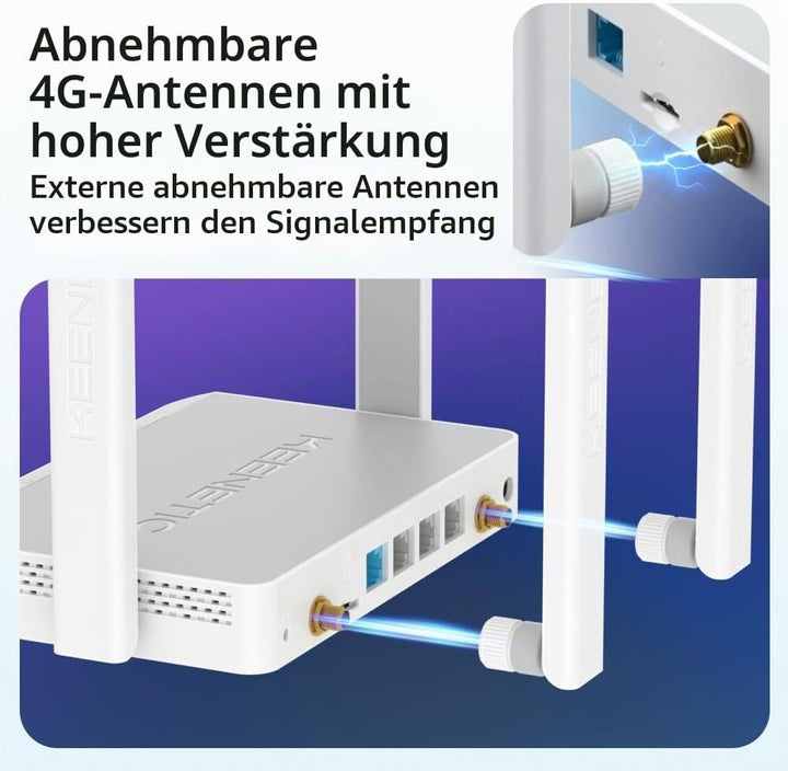 Keenetic Runner 4g (geeignet für Deutschland) N300 Mesh-WLAN-4G-Router mit einem 4-Port-Smart-Switch