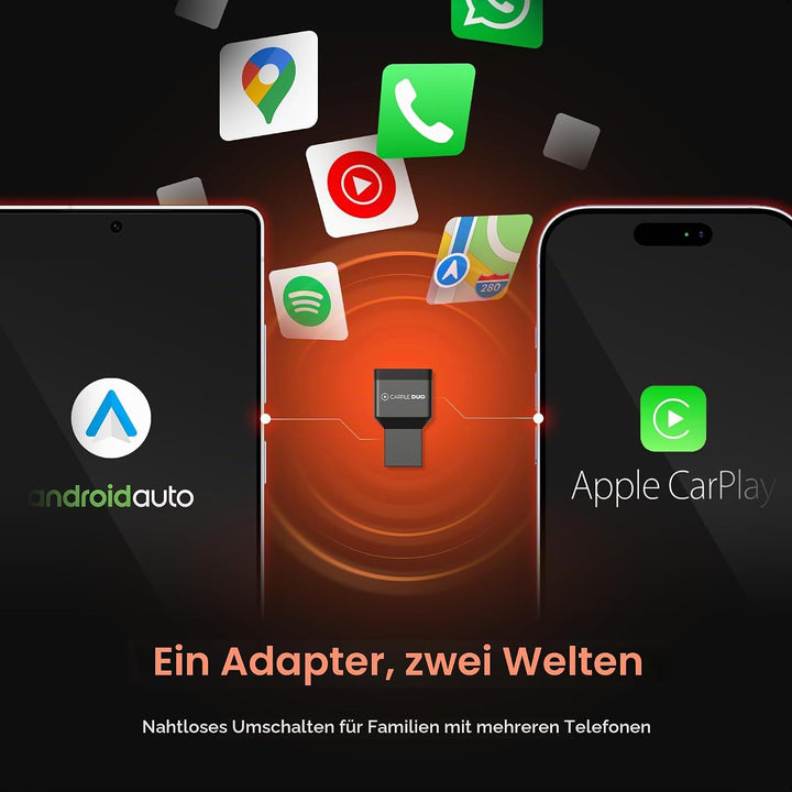 Duo 2-in-1 Wireless CarPlay &amp; Android Auto Adapter | Aluminium Unibody &amp; 5.8GHz Stabilität | Kabello