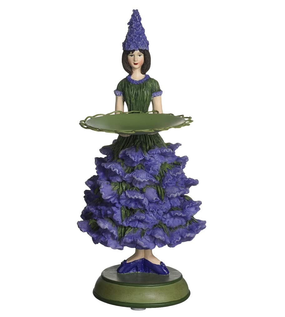 Fiebiger Floristik Blumenmädchen Lavendelmädchen mit Teller Deko-Figur Garten Geburtstag Geschenk Te
