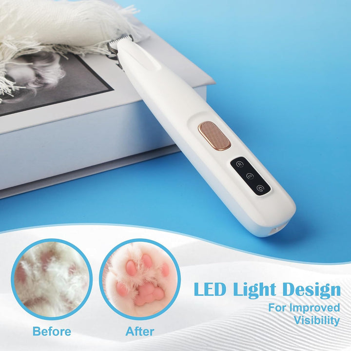 Haustierhaarschneider mit LED-Licht,PawTrim Pro Leise,Kabellos Haustier Rasierer Mit USB,Wiederaufla