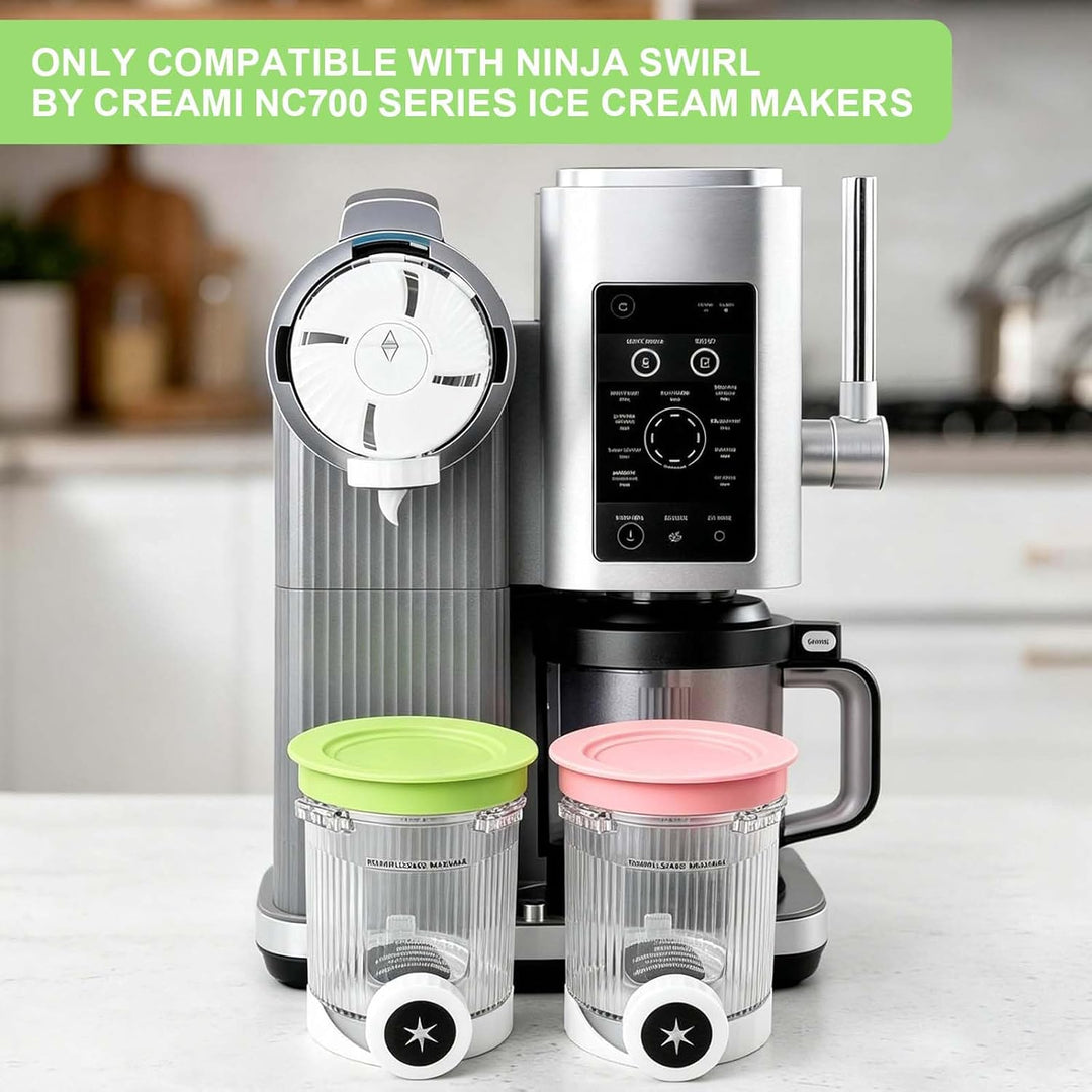 2 Stück Creami Swirl Behälter Kompatibel mit Ninja Creami NC700 und NC701, 480 ml Eisbehälter für Ni