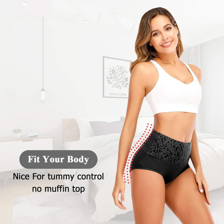 Senllori Damen Unterwäsche, hohe Taille, Baumwolle, Bauchkontrolle, weiche volle Abdeckung Multipack