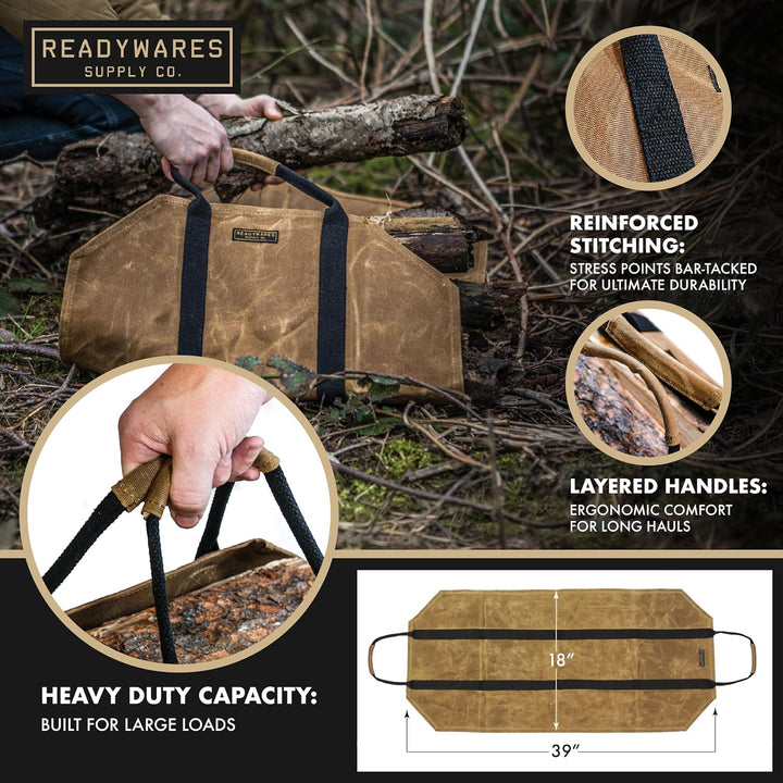 Readywares Kaminholzträger aus gewachstem Segeltuch, robust, klassisches und langlebiges Design canv
