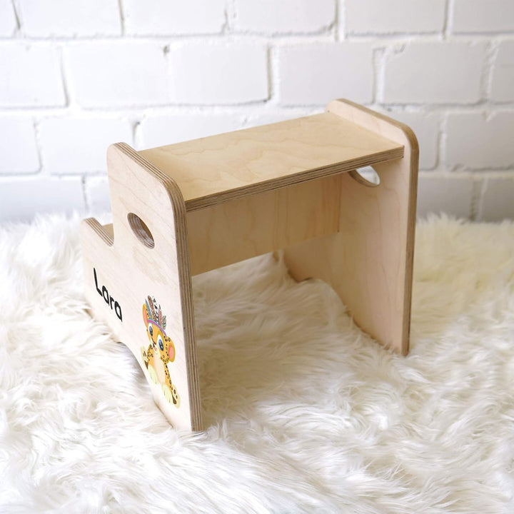 Tritthocker Kinder, Hocker aus Holz für Bad und Küche, Holzhocker personalisierter Toilettenhocker m