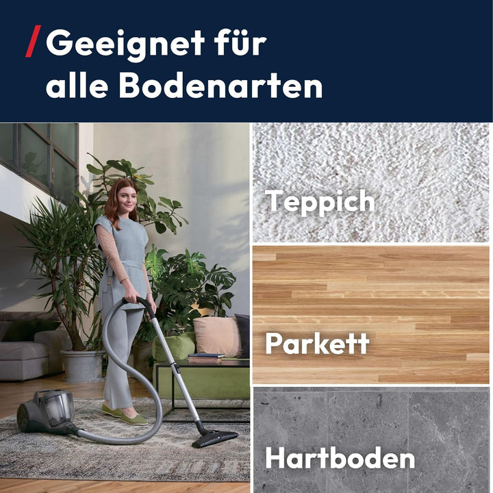 Hoover HP1 Staubsauger beutellos, leistungsstarker Bodenstaubsauger mit 2L-Behälter, EPA-Staubfilter