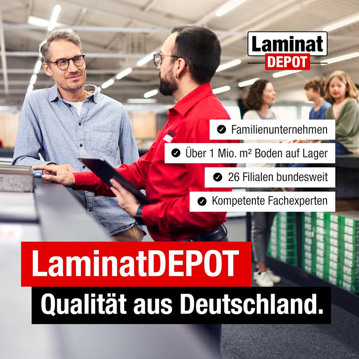 Premium Klick-Laminat-Boden, 2,54 m², inkl. kostenlose Trittschalldämmung &amp; Fussleisten, Stärke 8 mm