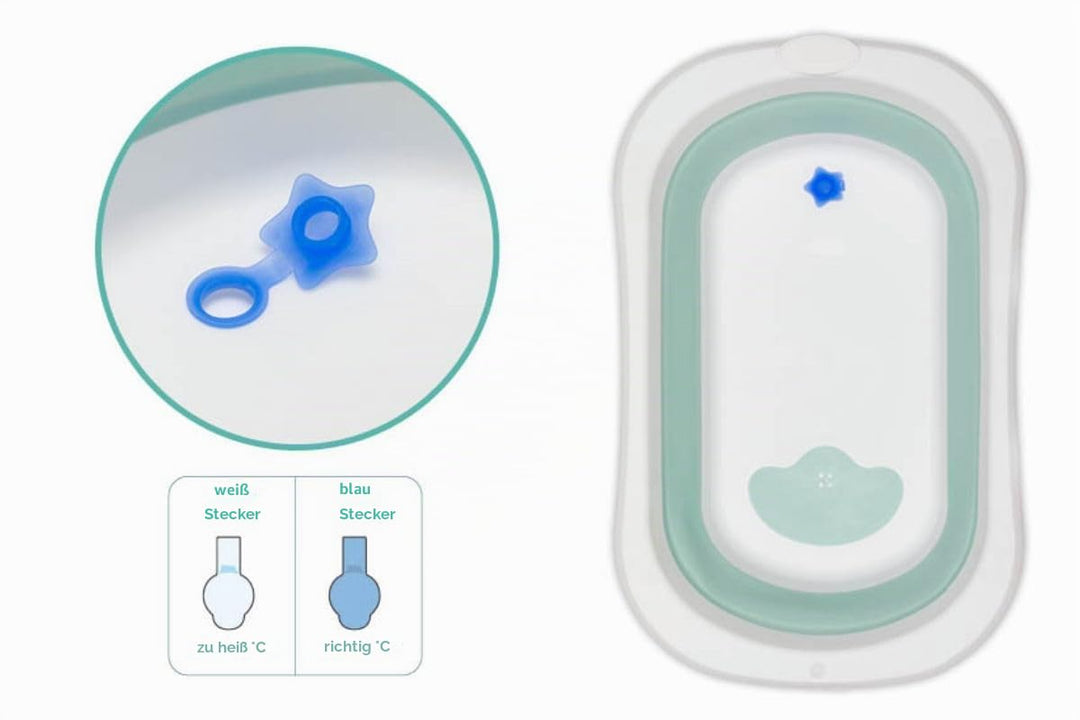 Fillikid Babybadewanne Exklusiv - faltbare Kinder Badewanne zusammenklappbar &amp; platzsparend - mit An