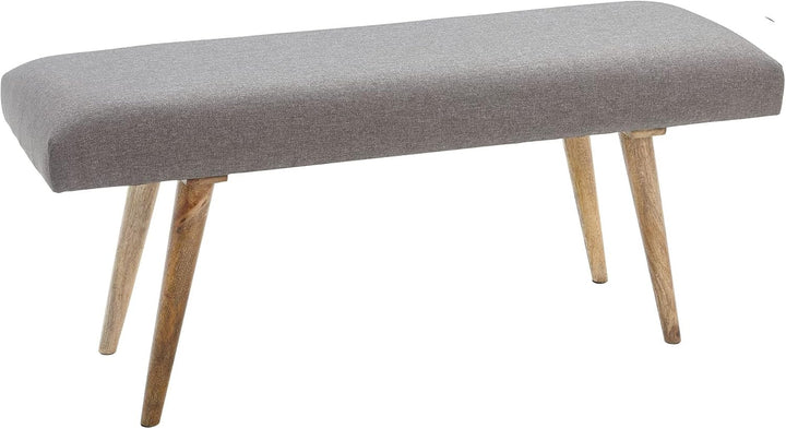 FineBuy Sitzbank Stoff/Massivholz Bank grau 117x51x38 cm im Retro Stil, 2er Polsterbank Flur, Gepols