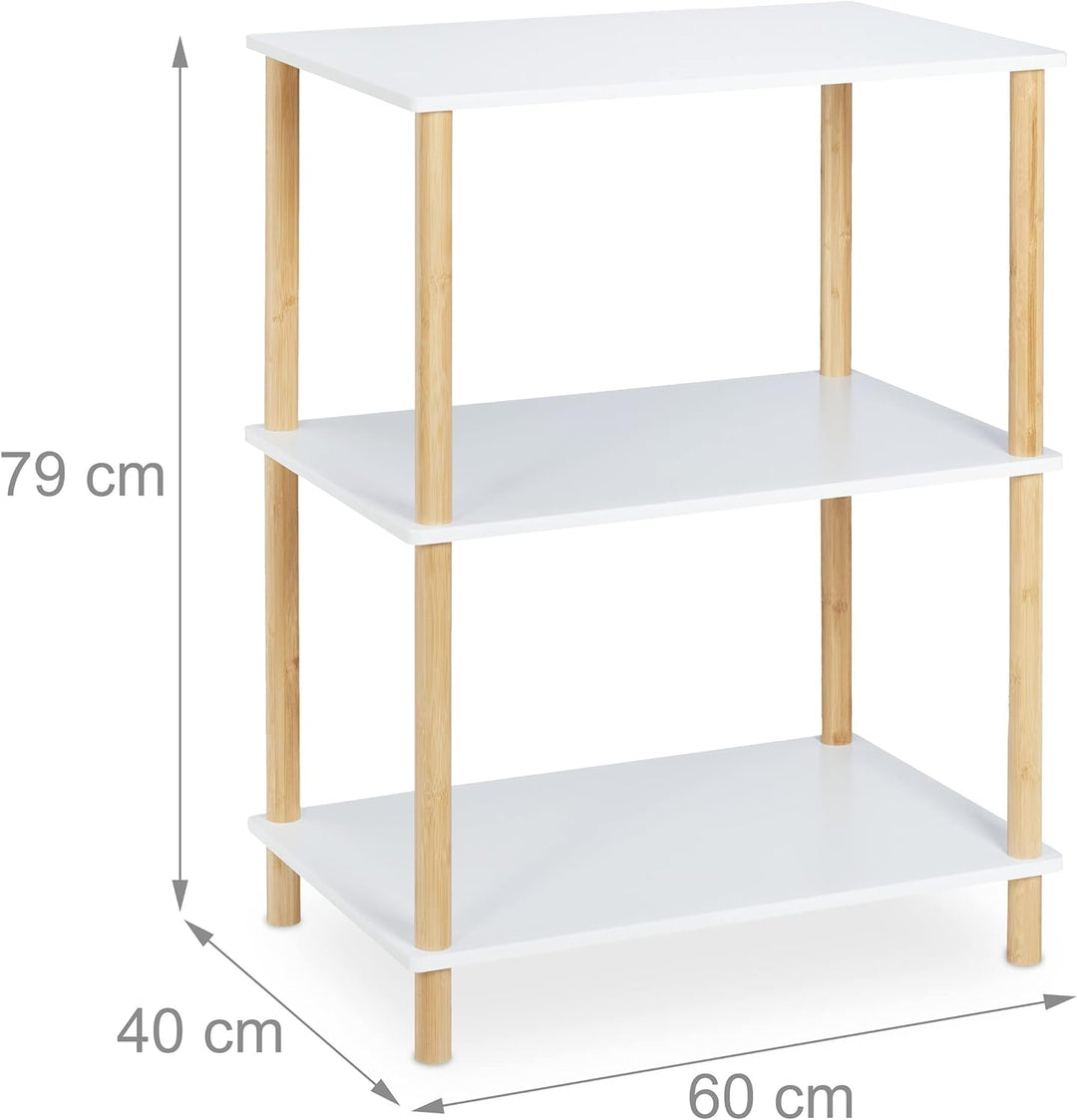 Relaxdays Standregal, 3 Ebenen, MDF & Bambus, HBT: 79 x 60 x 40 cm, Küchenregal stehend, Badezimmerr