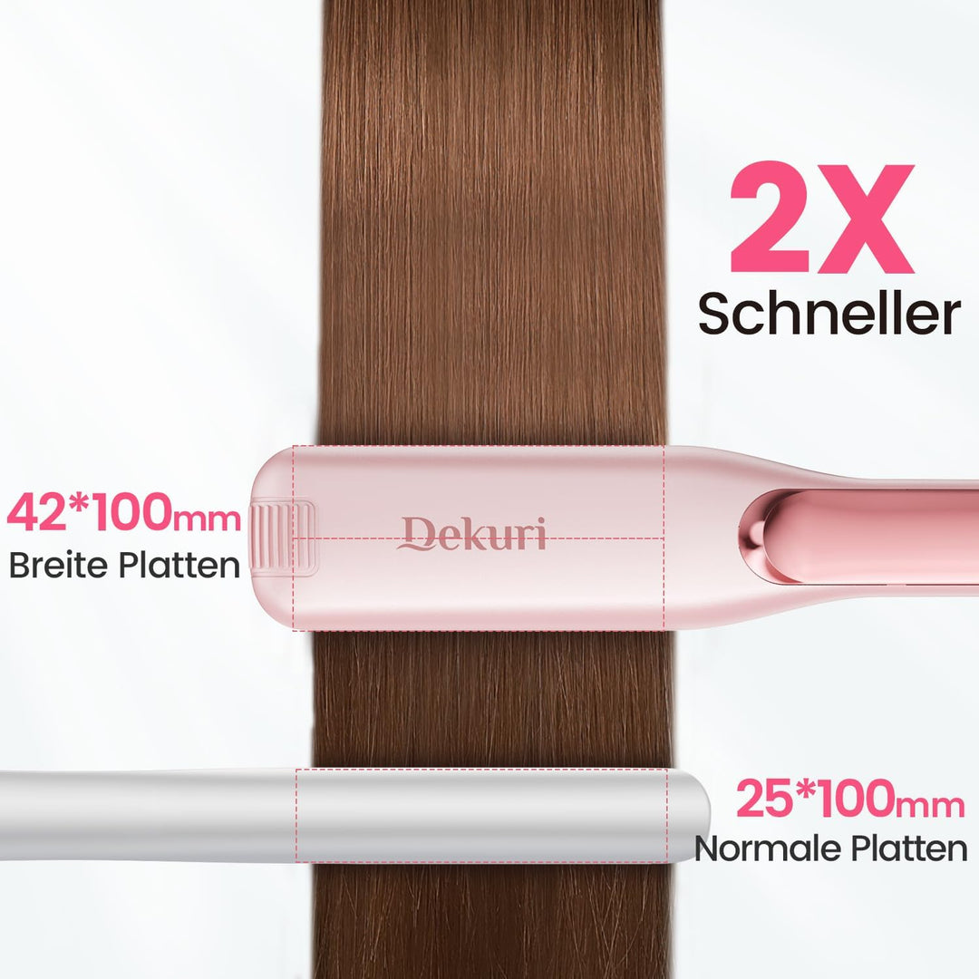 Dekuri Glätteisen, 42 mm breite Platten, wasserbasierter Keramik-Glätteisen Locken und Glätten, Haar