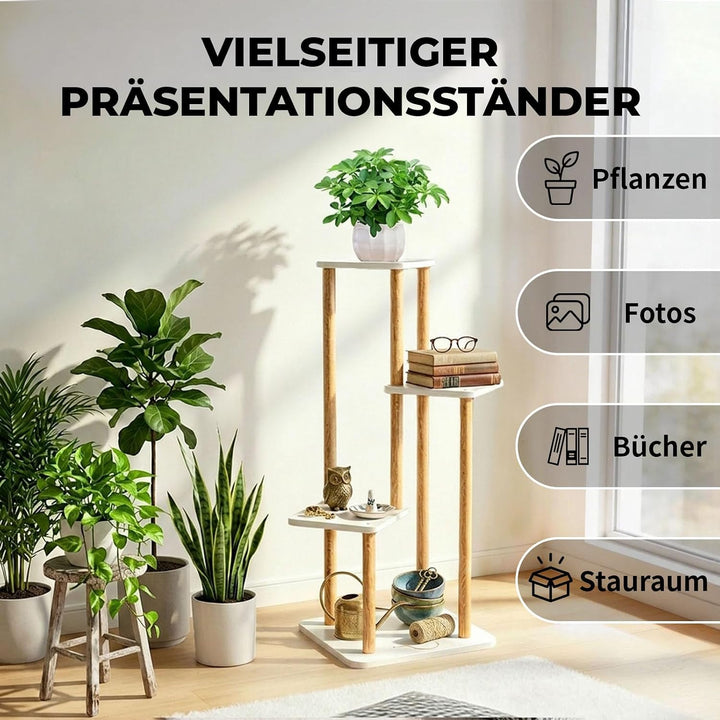 Pflanzenständer 4 Ebenen Mehrstöckig Holz Blumenständer | Display Regal Dekoration, Platzsparendes P