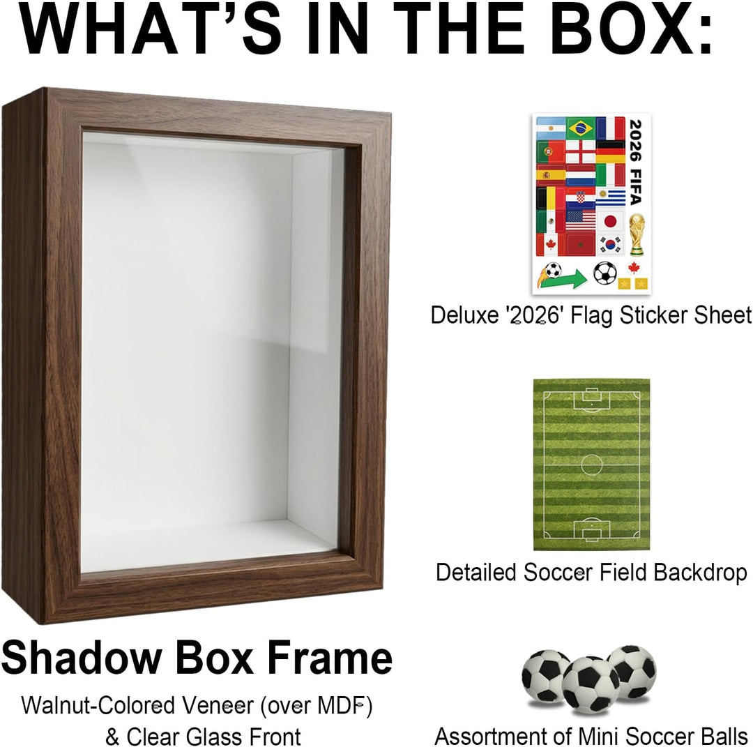 3D Bilderrahmen zum Befüllen，Klarglas 3D Fussballplatz Silhouette Box 15 x 10 cm tiefer Bilderrahmen