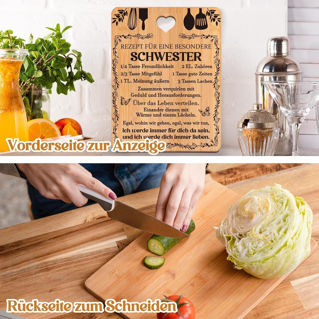 Geschenke für Schwester, Schwester Geschenke, Geburtstagsgeschenke für Schwester, Bambus Schneidebre