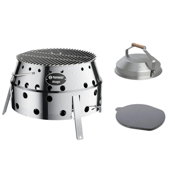 Petromax Atago Grill Set - 4-in-1 Funktion: Grill, Ofen, Herd & Feuerschale | Inkl. Edelstahl-Haube