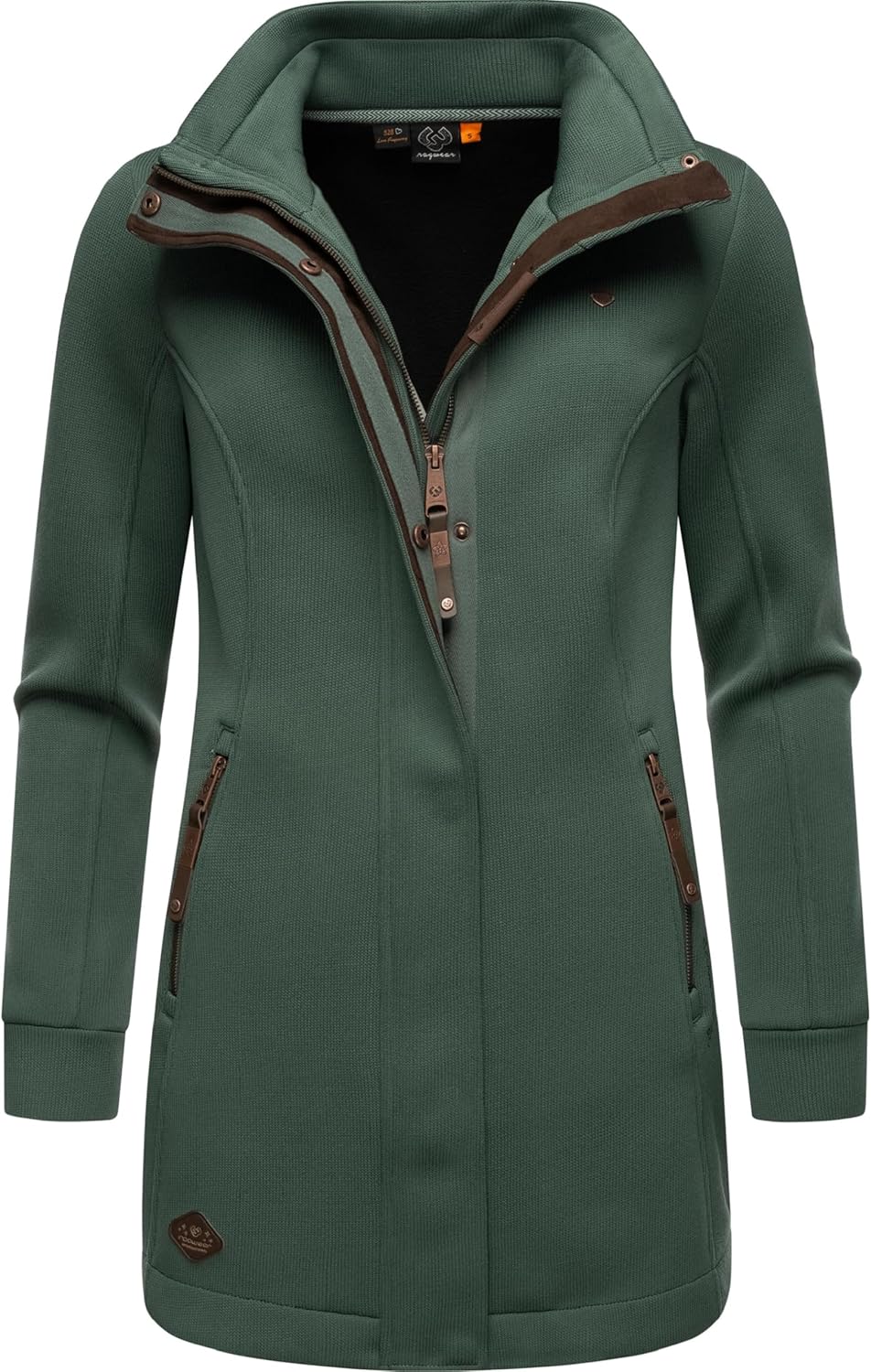 Ragwear Damen Leichter Sweat-Übergangsmantel lang windabweisendl mit hohem Kragen Letrice Bonded XS-