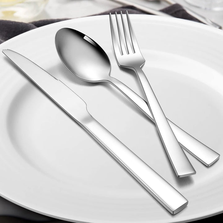 Besteck Set, Herogo 20-teilig Edelstahl Besteckset für 4 Personen, Silber Messer Gabel Löffel Set, P